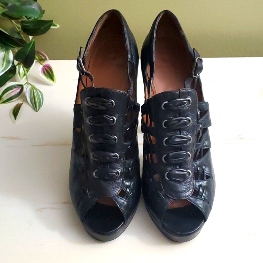 Givenchy | Black Leather Gladiator Heels Sz 38
